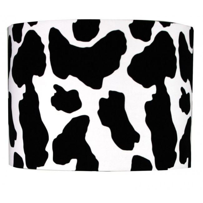 cow print lamp shade in black and white